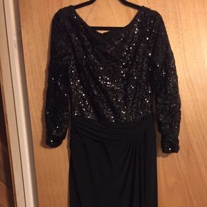 Ralph Lauren Black sequin 3/4 sleeve gown
